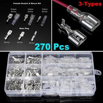 

270/540Pcs Female Male Electrical Spade Wire Butt Connectors Lugs Battery Starter Cable Splice Crimp Terminals Kit Assortment