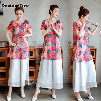 

2020 high end aodai vietnam cheongsam style dress chinese dress qipao top+pants set woman traditional clothing floral ao dai