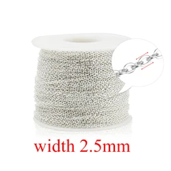 Elegant Stainless Steel Cable Chain for DIY Jewelry Making, Silver & Rose Gold, Various Thickness Options (Silver 2.5mm)