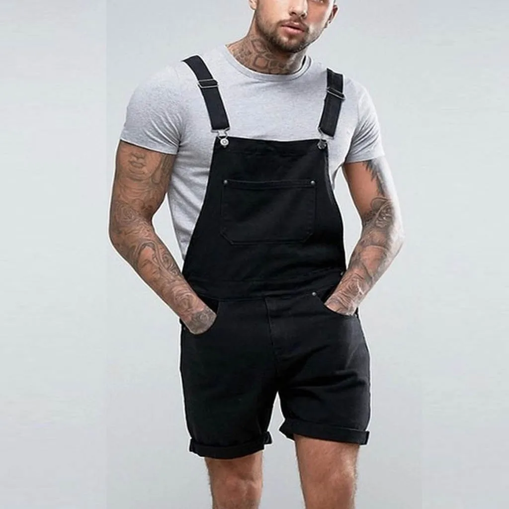 black overall shorts mens