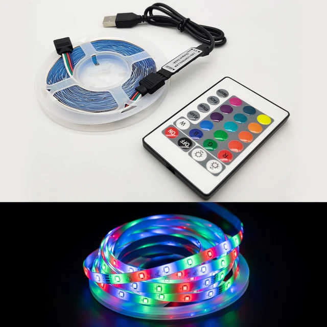 LED Light Strip luces USB Infrared Remote Control 5V RGB 2835 Flexible Lamp Tape Ribbon Diode For Festival Party TV Desk Bedroom 24 Key IR RGB 2835