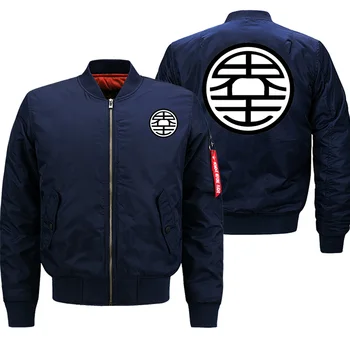 

2019 Autumn Winter Bomber Jacket Men Anime Dragon Ball Print Thick Zip Coats Warm Military Motorcycle Men's Jackets Streetwear