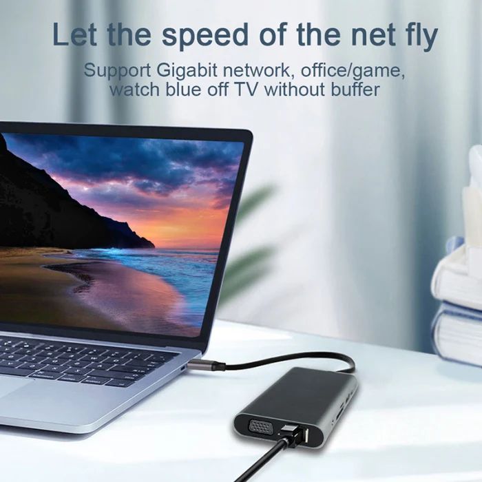 USB C концентратор док-станция для ноутбука type C адаптер с 3,5 мм аудио портом для Windows компьютера