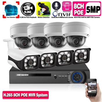 

Face Recognition H.265 5MP CCTV Security 8CH POE NVR Kit System 5MP POE indoor Outdoor IP Camera P2P CCTV Video Surveillance Set