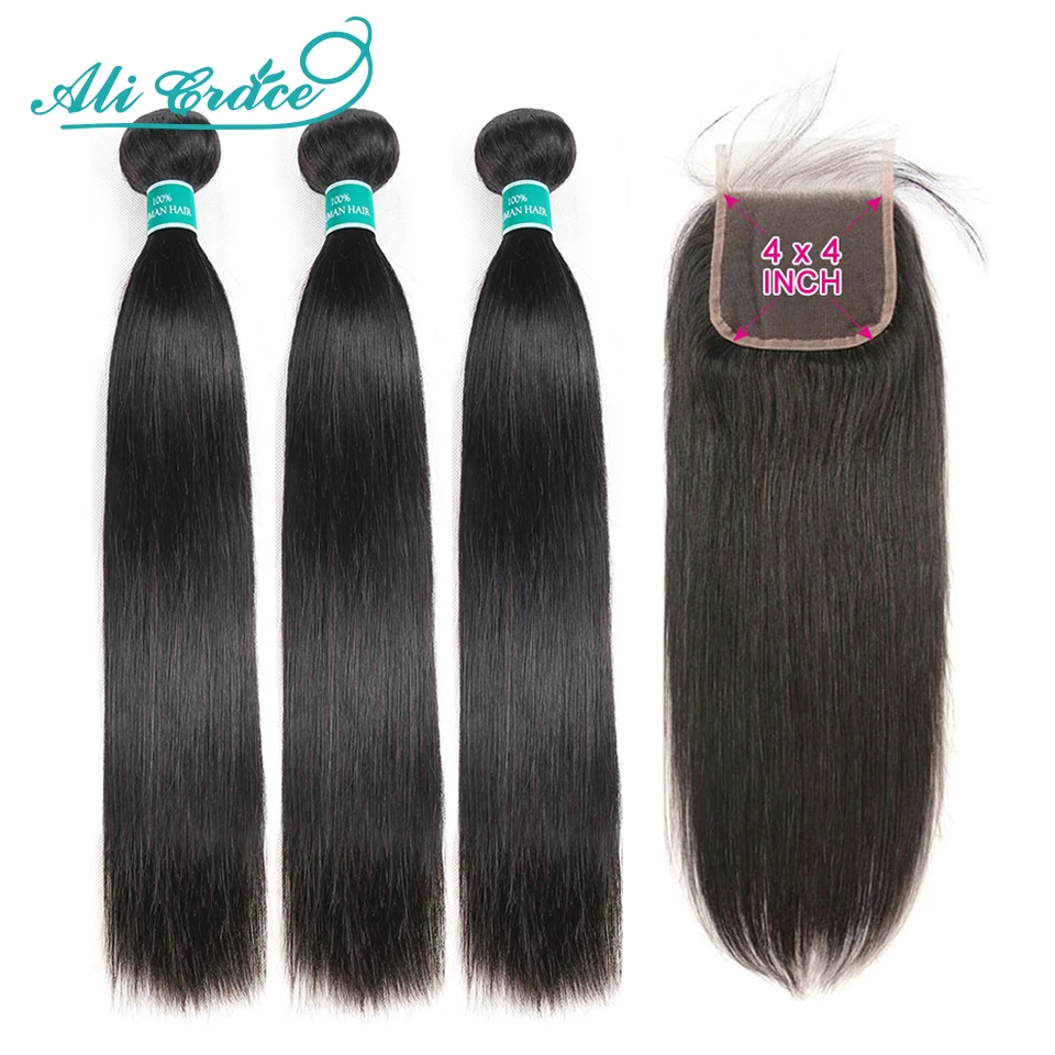 straight hair bundles with closure 