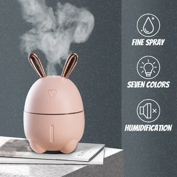 

USB Ultrasonic AirHumidifier Cute Pet Rabbit Aromatherapy Air Mist Diffuser Aroma Romantic For Home Car Office Humidification