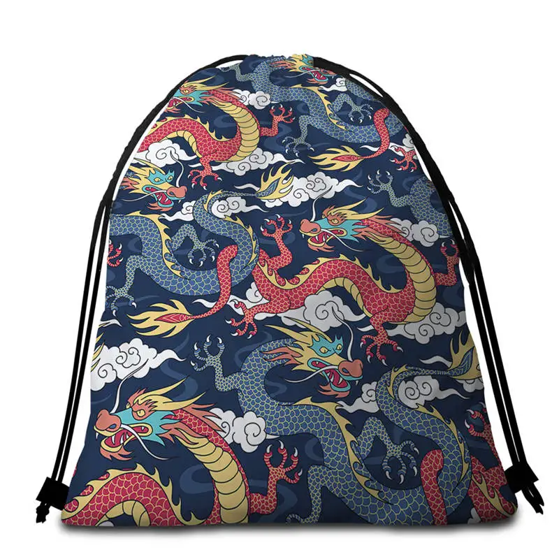 Постельное белье Outlet Flying Dragon круглое полотенце красочное полотенце из микрофибры с рисунком облаков полотенце s ванная комната мультфильм Азиатский Дракон салфетка - Цвет: 002 DoubleSide Bag
