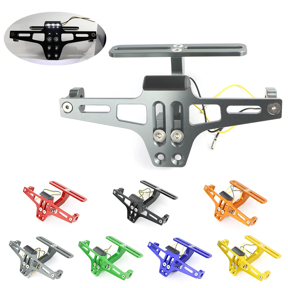 Worldmotop Motorcycle License Plate Bracket Fender Eliminator Kit Universal Replacement For Yamaha Kawasaki Honda Ducati Suzuki Bmw Adjustable Light Tail Tidy Holder Mountblack