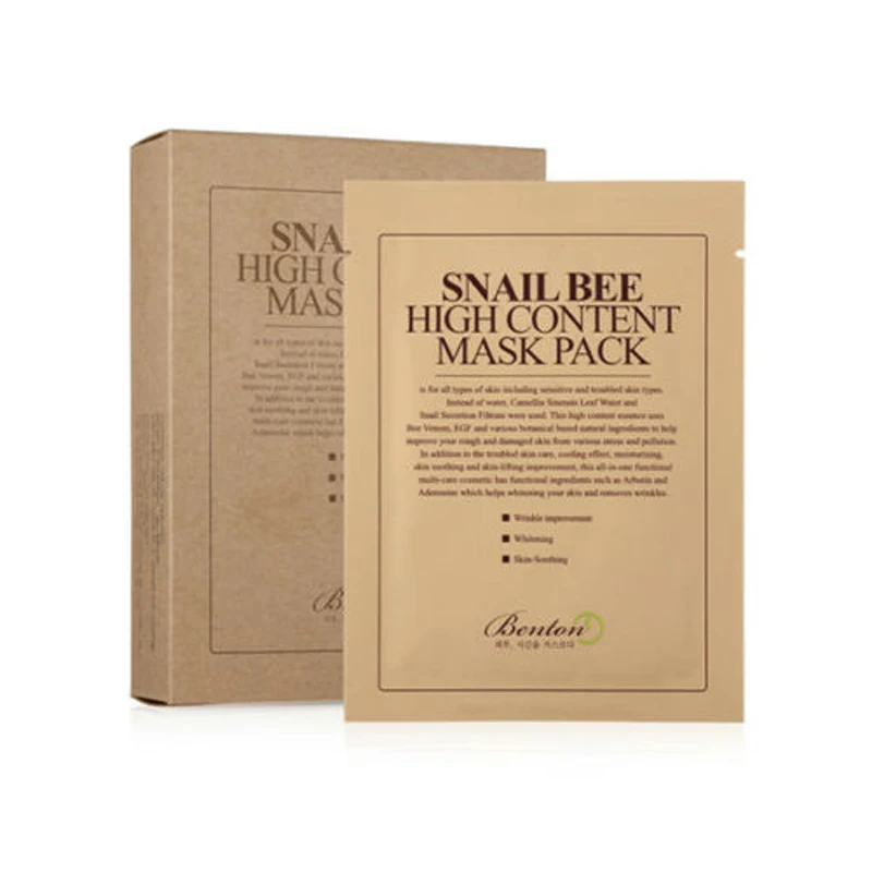 

BENTON Snail Bee High Content Mask Pack 10pcs Snail Repair Face Mask Anti-aging Moisturizing Facial Skin Care Korea Cosmetics