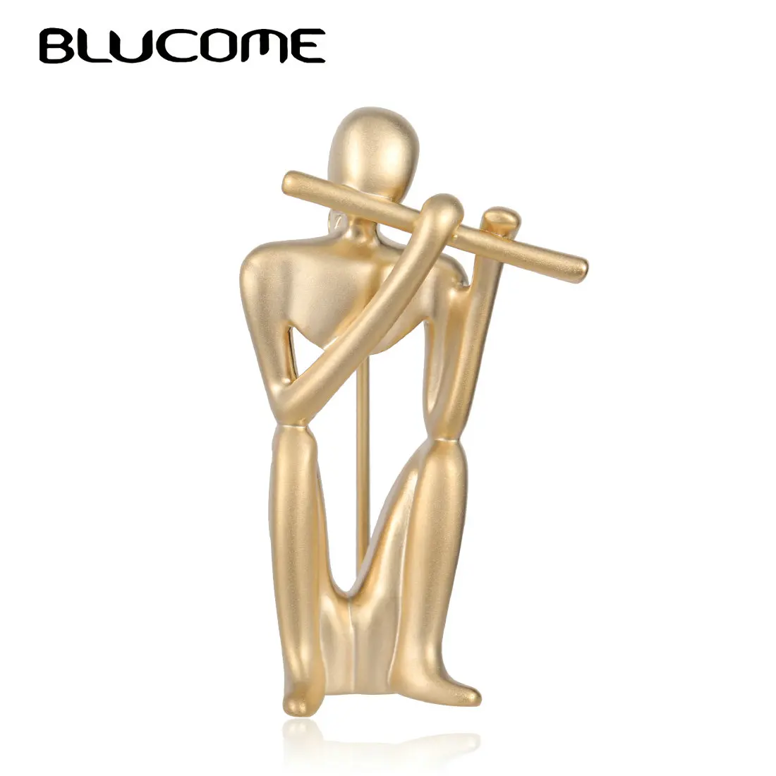 Мужская брошь с в форме музыкальных инструментов Blucome золотистая для музыкантов