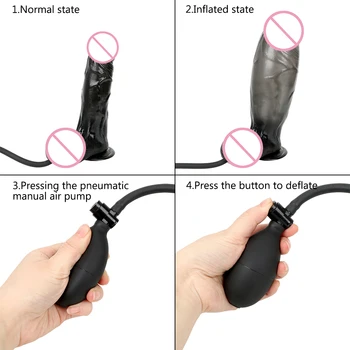 IKOKY Inflatable Dildo With Pump Big Soft Dildos Suction Cup Large Realistic Penis Anal Plug Sex Toys For Women Huge Butt Plug 4
