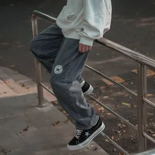 Корейский стиль, свободный крой, тренд, подвеска, чувство, прямые, широкие, джинсы, осень, популярный бренд, универсальные, длинные штаны, мужские, для студентов, Casu