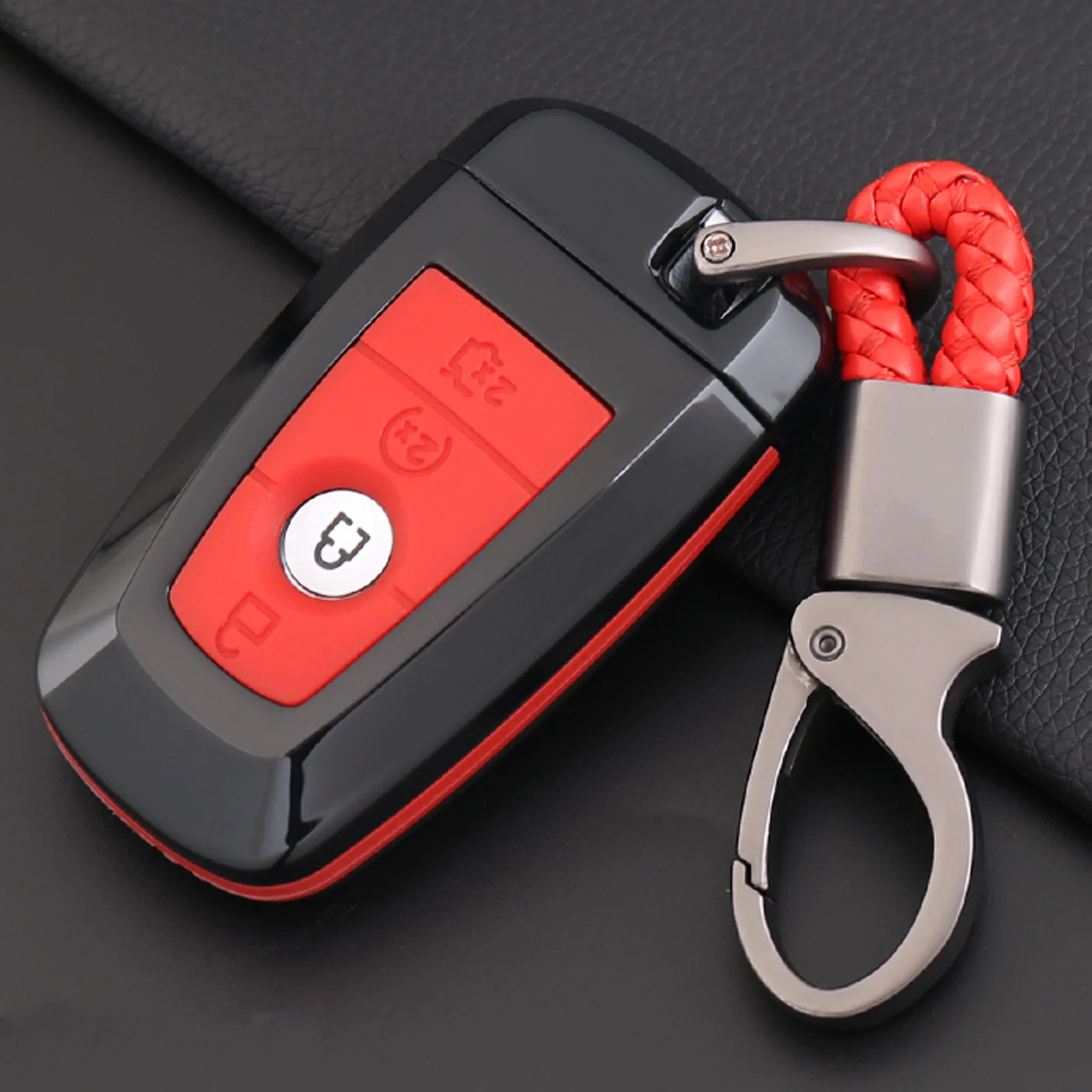 Black Red 10X автомобильный чехол для ключей из углеродного волокна+ силиконовый чехол для Ford Fusion Mondeo Mustang Edge Expedition EXplorer смарт-чехол для ключей - Название цвета: Black Red