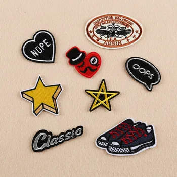 

100pcs/lot New Small Embroidery Patches Letters Clothing Accessories Heart Star Badge Applique Clothes Heat Iron on Transfer