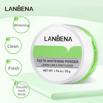 

LANBENA Teeth Whitening Powder Bright Tangy Lemon Lime Hygiene Dental Oral Cleaning Toothpaste Tool White Protect Teeth Care 30g