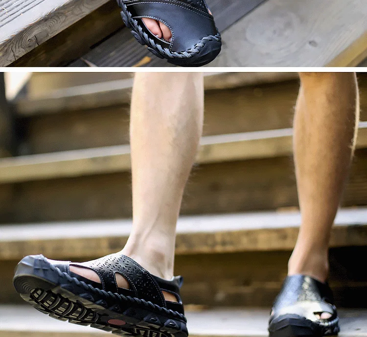 Качественные новые летние мужские мягкие сандалии удобные повседневные Модные мужские кожаные сандалии мужские пляжные сандалии в римском стиле большие Size38-48