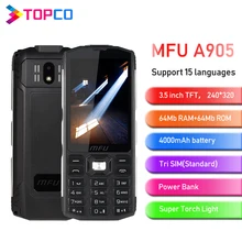 MFU A905 3,5 дюймов 4000 мАч Внешний аккумулятор Tri SIM беспроводной FM большой объем супер фонарь светильник функция телефона