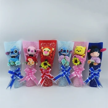 

Handmade stitch donkey plush toys with carnations small bouquet gift box creative Valentine's Day Mother's Day birthday gifts