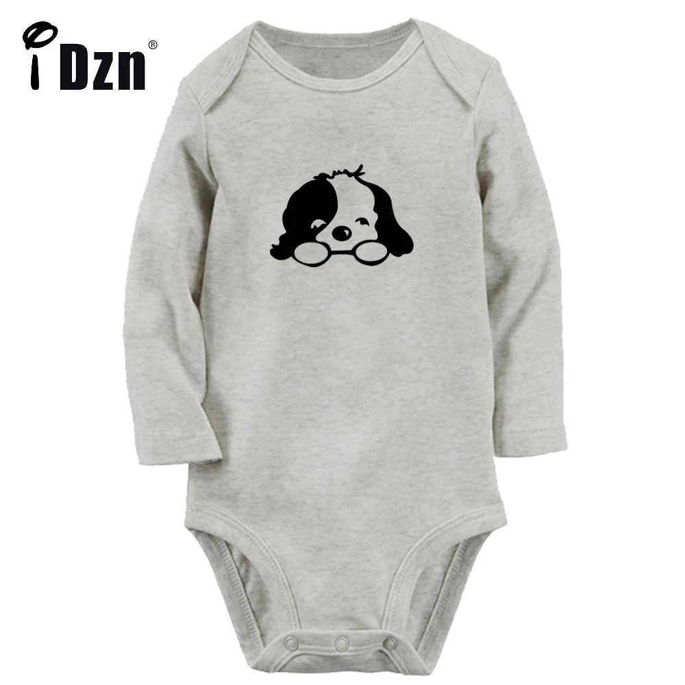 

iDzn Baby Boys Girls Spring Autumn Bodysuit Newborn Funny Dog Clothing Cute Cartoon Puppy Rompers Cotton Long Sleeves Jumpsuits