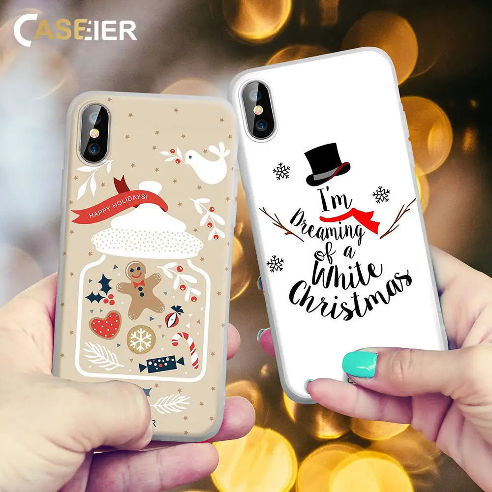 CASEIER 2019 Christamas Case For iPhone XR 7 11 PRO MAX XS Soft New Year Phone Coques X 8 6 6S Plus |
