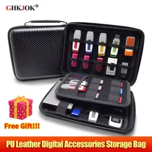 Big Size PU Leather Travel Carry Case for Games Accessories Power Bank HDD Cable USB Flash Drive Memory Card Organizer Boxes