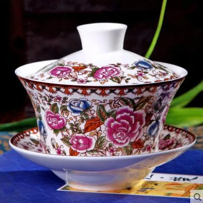 Китайский Sancai Gaiwan голубой и белый фарфоровый чайный набор кунг-фу Tureen керамическая чашка для чая здоровья чашки чая и блюдца мастер чашки - Цвет: 300ml
