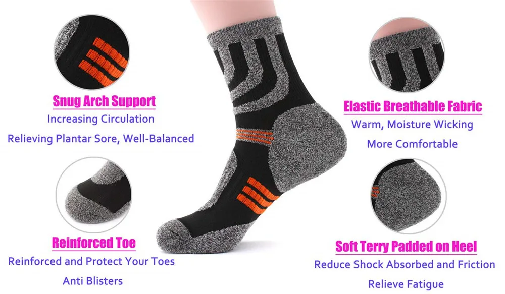 2/3/4/5 Paris Men Anti Blister Winter Terry Socks 2