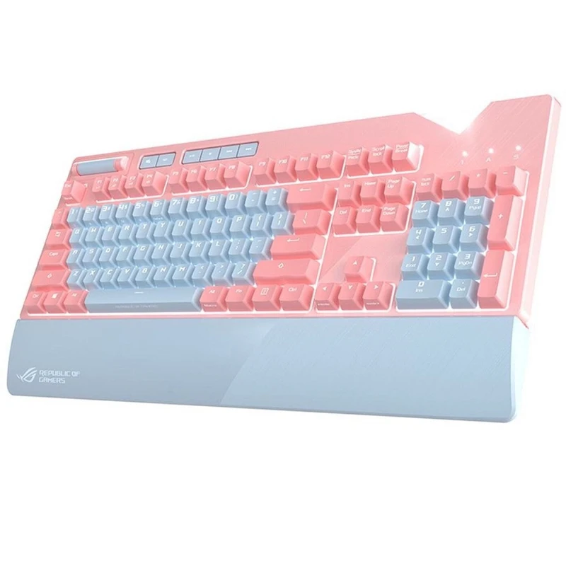 Клавиатура ASUS ROG Strix Flare PINK 90MP00M0-B0RA04 Cherry MX red, проводная, механическая, RGB подсветка, USB, розовый/серый