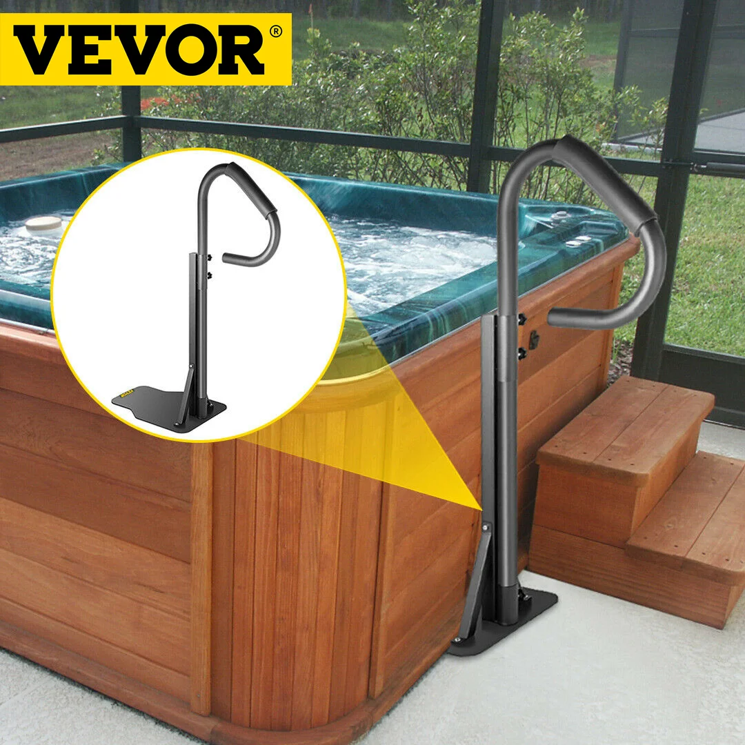 VEVOR Hot Tub Handrail 600 LBS Load Spa Step Hot Tub Outdoor Spa Side Under Mount Rail with Sensor Light for Indoor Heavy Iron Spa Side Step 57 Spa Side Handrail with Slide-Under Mount Base 