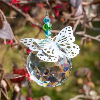 

H&D Handmade Butterfly Suncatcher 40mm Crystal Ball Prisms Rainbow Maker Window Hanging Pendant Home Wedding Decoration Favors