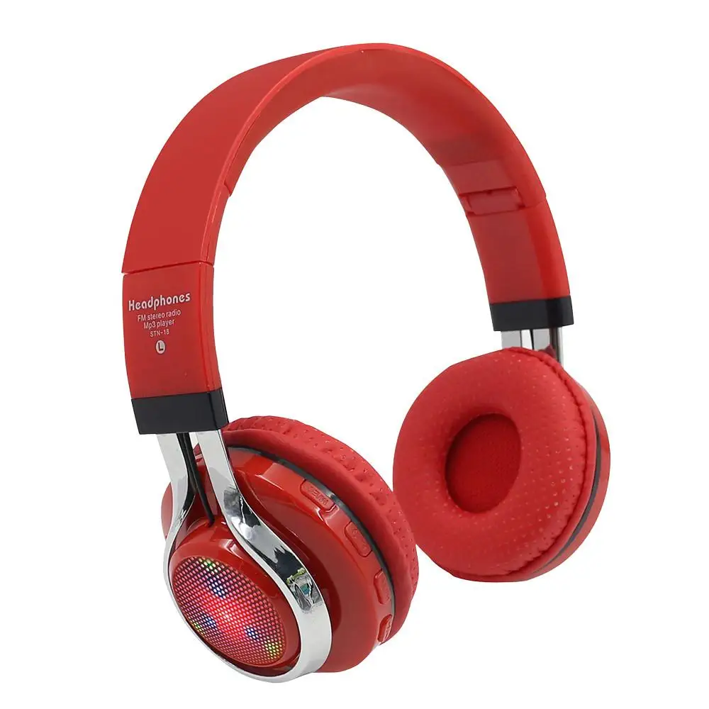 Bluetooth беспроводные наушники Модная Портативная гарнитура Hifi качество звука светодиодный свет наушники для телефонов - Цвет: red