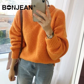 

Oversized Sweater Winter Tops For Women Pullover Casual Jumper Pink Red Yellow Blue Orange White Sweater Ladies Knitted Top Z632