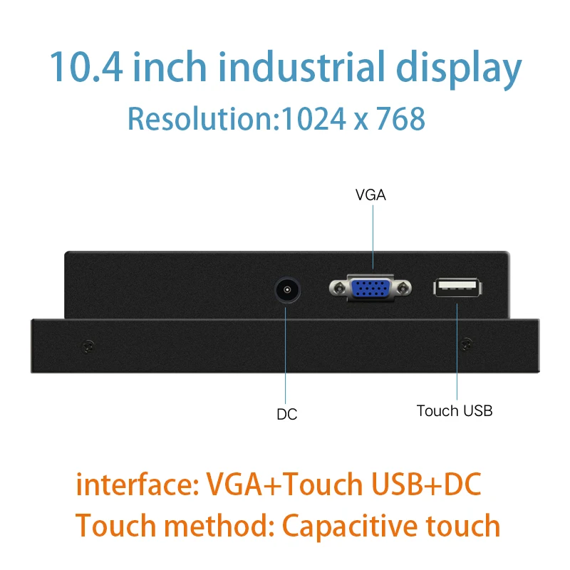 10,4 15 17 12,1 дюймов монитор емкостный сенсорный экран промышленный дисплей VGA USB 1024*768 - Цвет: 10.4inch VGA USB