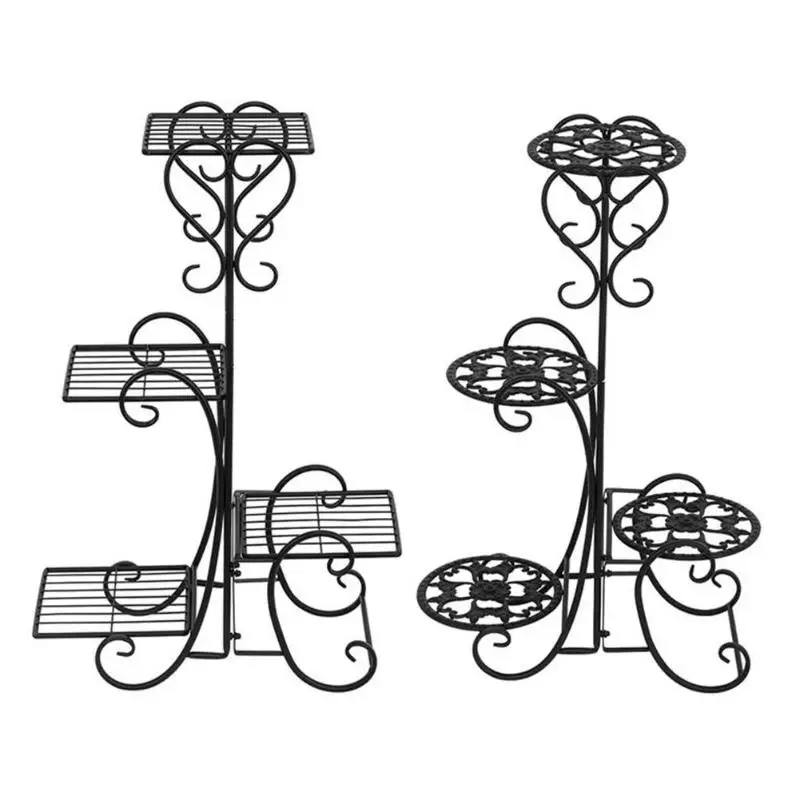 

4 Potted Rounded Flower Metal Shelves Plant Pot Stand Home Garden Decor