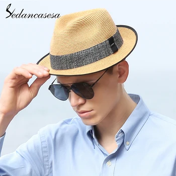 

Sedancasesa Hot Sale Sun Hats for Men Caps Sombreros Summer Visor Caps Anti-UV Chapeu Outdoor Sea Beach Straw Mens Hat