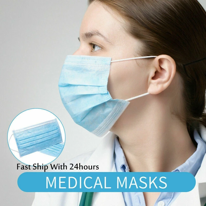 10 pcs Non Woven Disposable Face Mask 3 Layer disposable face Masks Dust Filter Elastic Facial Dust-Proof Safety | Красота и здоровье