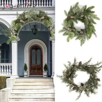 

150cmMerry Christmas Fake Rattan Christmas Ornaments Home Decor Rattan Artificial Plant Pines Cones Garland Christmas Decoration