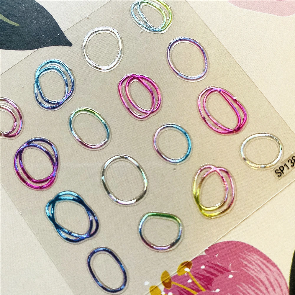 

SP-138 Laser ring Irregular shape 3D Back glue Nail decal Nail sticker Nail decoration Nail art Nail tool Nail ornament