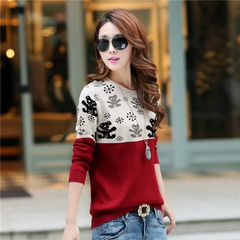 

Sweater Women Round Neck Pullover Long Sleeve Bear Embroidery Casual Sweater Women's Jumper