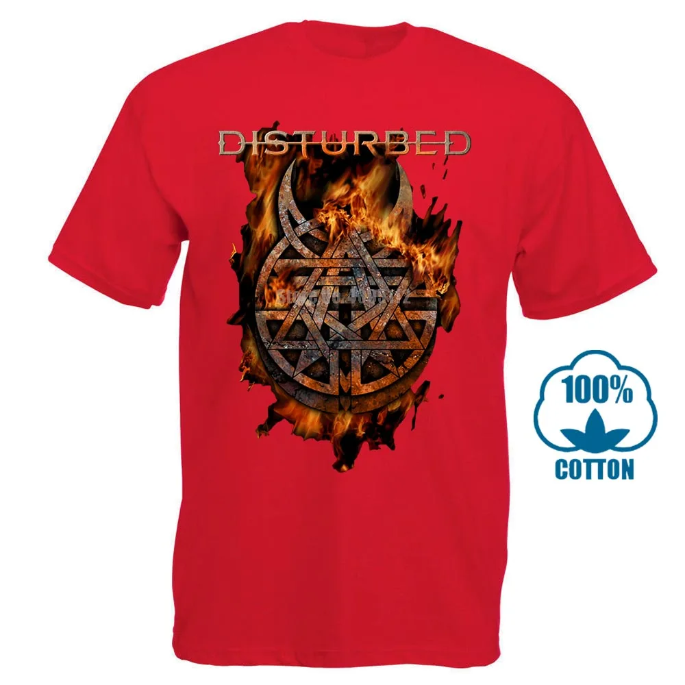 Футболка, новая брендовая рубашка с надписью «distursed Burning Belief», размеры s, m, l, Xl, Xxl, Официальная футболка, футболка с металлической лентой, новая брендовая повседневная одежда - Цвет: Красный