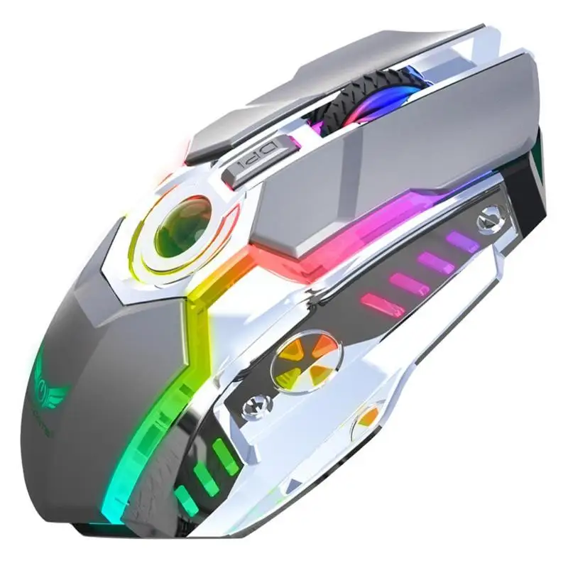 ZERODATE T30 Mechanical Wireless 2.4G 7 Button 2400DPI Mouse w/USB Receiver RGB streaming effect FOR game and office