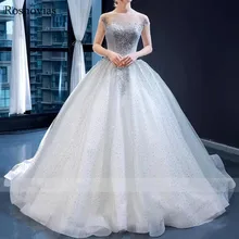 Роскошные блестящие Бальные платья с прозрачным вырезом и короткими рукавами, с открытой спиной, с бисером, Длинные вечерние платья для выпускного бала, Vestido