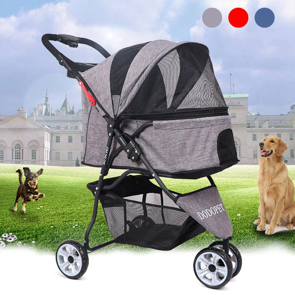 Pet Dog Carrier Stroller Foldable Pet Carrier Strolling Cart 3 Wheels Dog Stroller Lightweight Dog