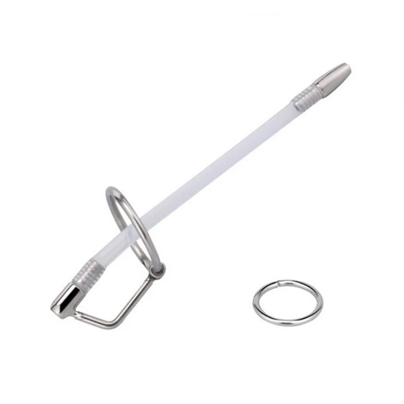 Hollow Urethral Catheter With Silicone Tube Metal Urethral Sound Penis Plug Urethra Stimulate Dilator Masturbation Rod