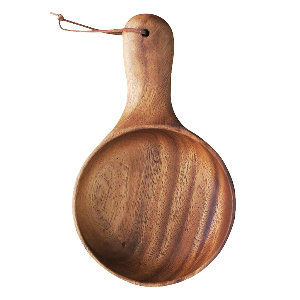 Wooden Bowl With Handle Japanese Style Rice Instant Noodles Food Container