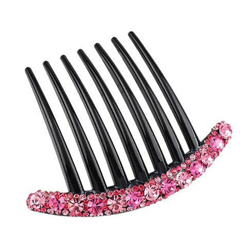 Vintage Flower Hair Accessories Crystal Hairclips Combs Plastic Shiny Hairpin For Women Wedding Gift