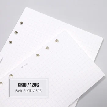 

MyPretties 40 Sheets Basic Grid Refill Papers A5 A6 Filler Papers 120G for 6 Hole Binder Organizer Notebook Papers