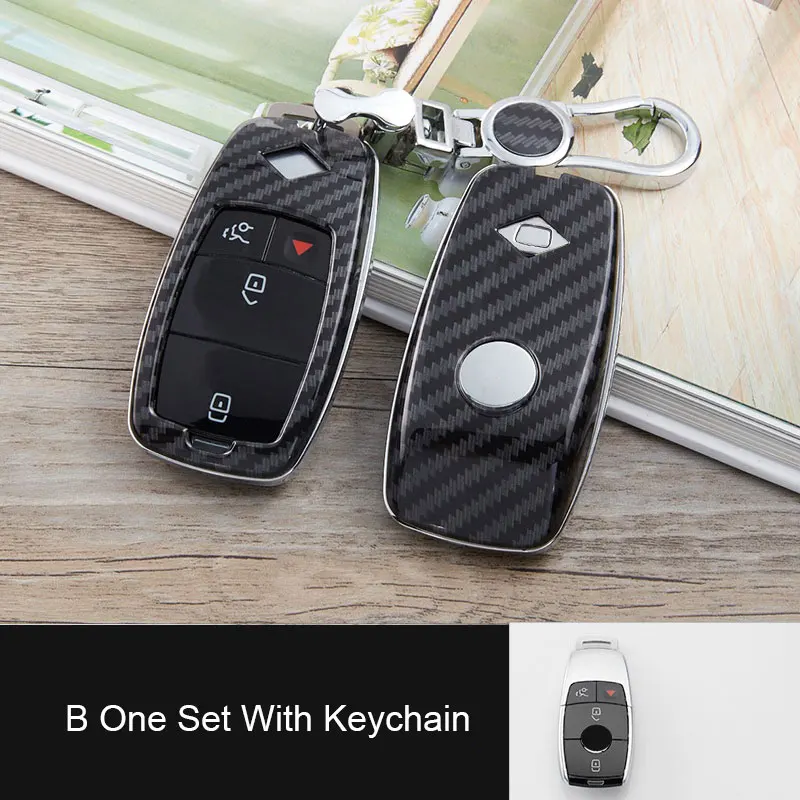 B Model One Set Углеродное волокно ABS Автомобильный ключ чехол для Mercedes W203 W210 W211 Amg W204 C E S Cls Clk Cla Slk CLUSE умный автомобильный брелок - Название цвета: B Model One Set