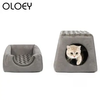 

Pressable Pet Cat Bed House Kennel Winter Warm Nest Collapsible Soft Plush Sleeping Bed Mats Cave Sofa for Cat Kitten Supplies