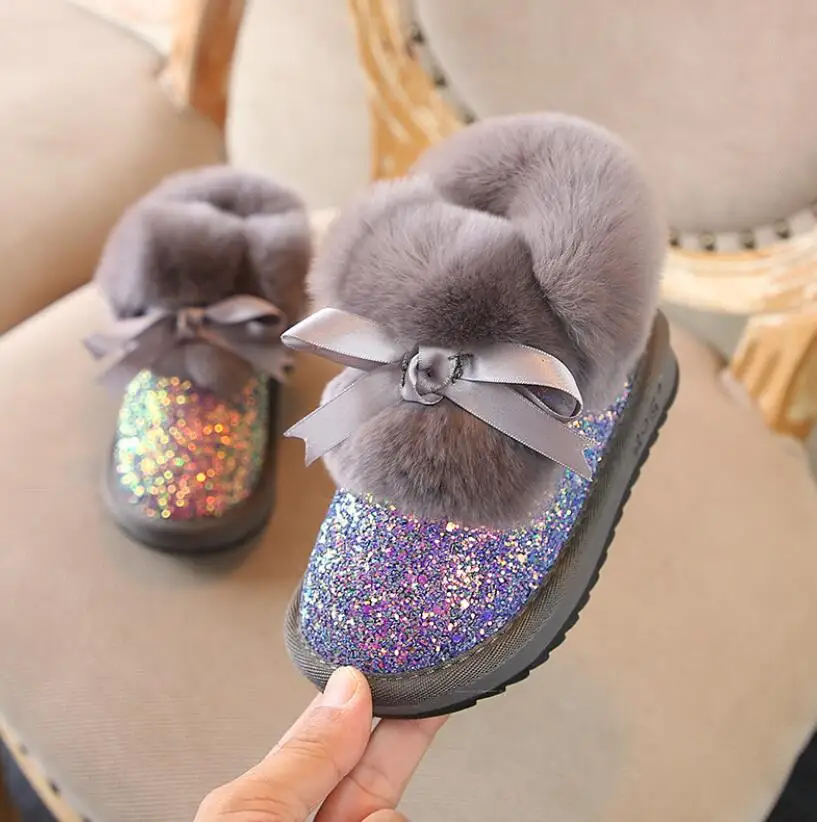 Зимние ботинки для мальчиков детская зимняя обувь плюшевые модные детские ботинки с блестками для девочек Теплые детские ботинки из натуральной кожи водонепроницаемые ботинки